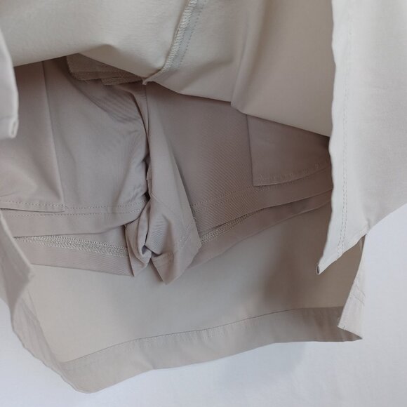 Callaway Golf Skort Beige Neutral Zip Front Skirt Built In Under Shorts Womens 8 - Picture 5 of 10